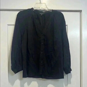 Lucky brand Los Angeles CA black button down blouse size small.